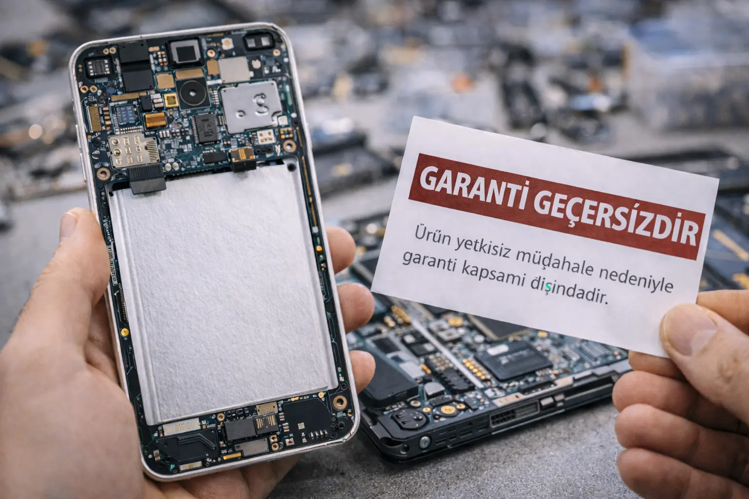 Yetkisiz müdahale gerekçesiyle garanti kapsamı dışında bırakılan bir akıllı telefon